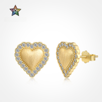 wholesale Metal: 925 Sterling Silver Europe and America cross-border ear studs, fashionable new style, women's heart-shaped diamond inlay, sweet little chic wind earrings, ear care for pierced ears-DY1D0462-SG-WH 925 silver