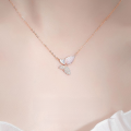 wholesale 925 Sterling Silver White Mother-of-Pearl Butterfly Necklace, New Women's Small Exclusive Design Sense Light Luxury Collarbone Chain for Girlfriend-0-1