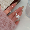 wholesale 925 Sterling Silver Matte Brushed Heart Pendant Necklace for Women, Spring and Summer New Arrival, High-End Minimalist Style Choker-0-4