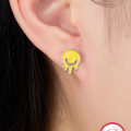 wholesale S925 Sterling Silver Enamel Smiley Face Expression Personality Ins Halloween Earring Gift-0-3