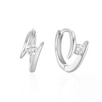 wholesale S925 Sterling Silver Small Lightning Ear Cuff With Inlaid Zircons, Creative And Trendy Minimalist Ear Accessory-Platinum 925 silver