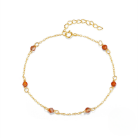 wholesale S925 Sterling Silver Agate Beaded Bracelet, Minimalist Handmade French Style Women's Accessory-Gold #2 Red Agate &gt; 925 Silver