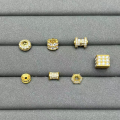 wholesale S925 silver gold-plated micro-inlaid zirconium barrel beads multi-layer Lu Lu Tong spacer beads DIY handmade jewelry accessories-0-0