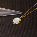 wholesale Gold-plated 925 Sterling Silver Japanese-style Light Luxury White Shell Crystal Pendant Women's Minimalist Versatile Necklace Drop Shipping-0-0