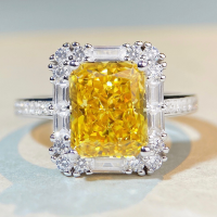 wholesale S925 Sterling Silver Non-Tarnish Ice Cut Ring Princess Square Halo Cubic Zirconia Wholesale for Cross-Border-Pink Diamond-CBJZ221>No. 6