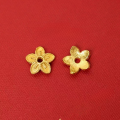 wholesale Gold-plated Silver Antique Flower Bead Cap, S925 Sterling Silver Gold-plated 9mm Spacer, Vintage Gold Components for DIY Bracelet Bead Stringing-0-5