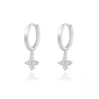 wholesale S925 Sterling Silver Zircon Snowflake Hoop Earrings, Creative Fashion Earrings-Platinum-White Diamond