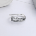 wholesale S990 Sterling Silver Geometric Irregular Feather Open Ring Fashion Charm Niche Design Index Finger Ring-0-1