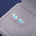 wholesale S925 Sterling Silver Maker's Handmade Enamel Colored Whale Stud Earrings, Minimalist Niche Design Cool Gift for Women-0-1