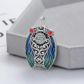 wholesale Metal material with retro antique silver finish, cicada resin enamel, openwork back design featuring "Achievement and Fame" pendant accessory-0-0