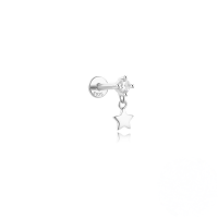 wholesale 925 Sterling Silver Star Teardrop Crystal Flat Threaded Ear Cartilage Stud-Single platinum #1