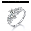 wholesale Gold Plated 925 Silver Cross-Border Hot-Selling 1-Carat Marquise Moissanite Ring, European and American Fashion Asymmetrical Ring-0-5