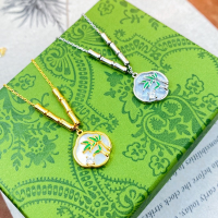 wholesale S925 Sterling Silver Mabe Pearl Bamboo Leaf Necklace, Fashionable Neo-Chinese Style, Minimalist and Sophisticated Clavicle Jewelry-Lucky Bamboo Necklace--Platinum &gt;925 Silver