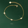 wholesale S925 Sterling Silver Gold-Plated Hollow-Out Polished Diamond-Embedded Heart Bracelet, Ins Simple and Versatile Women's Hand Accessory S6109-0-2