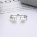 wholesale S925 silver Korean-style trendy luxury round pearl unique creative design open ring-0-1