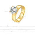 wholesale Plated in 18K Gold, Simple 2-Carat D Color Moissanite Women's Ring, Cross-Border Temu Best-Selling Manufacturer Source-0-1