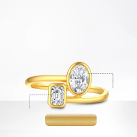 wholesale 18K Gold Classic Double Diamond Twin Gold Ring, Advanced Design Engagement Lab-Grown Diamond Ring, Versatile-18K Gold Cultured Diamond Ring Hong Kong Code No. 11