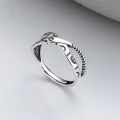 wholesale S925 Sterling Silver Korean Retro Minimalist Style Pattern Cross-Over Adjustable Index Finger Ring for Men and Women-0-0