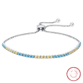 wholesale S925 Sterling Silver Tennis Chain Bracelet with Colorful Zirconia Round Stones, Direct from Manufacturer, Wholesale-0-0