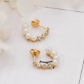 wholesale S925 Silver Plated 14K Gold French Minimalist Niche Design Pearl Earrings-0-3