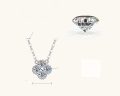 wholesale S925 Sterling Silver with K Gold Plating Four-Leaf Clover Necklace, Moissanite Pendant, Minimalist Ins Style Collarbone Chain, Celebrity Inspired Japanese and Korean Female Stars-0-6