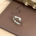 wholesale S925 Sterling Silver Korean-style Square Smooth Adjustable Open Ring for Women, Heavy Duty and Versatile-0-0