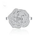 wholesale S925 Silver New Camellia Ring for Women, Fashionable and Luxuriously Set Ring, Factory Direct Wholesale-0-0
