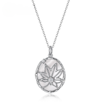wholesale S925 silver gold-plated white shell pendant with maple leaf design, new Chinese style elegant women's necklace for wholesale and customization-Thick silver platinum (pendant does not include chain)  925 silver