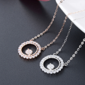 wholesale S925 silver Korean new fashionable minimalist necklace, same style as internet celebrity, diamond-encrusted circle pendant women's choker, wholesale-0-0