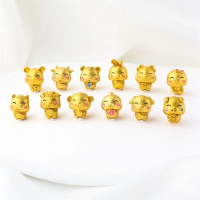 wholesale Metal material: Vietnamese sand gold plating, cute Chinese zodiac, large-hole red cord bracelet, handmade beading, DIY accessories, wholesale-rabbit