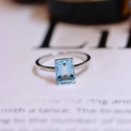 wholesale S925 Sterling Silver Red Elk Light Luxury Square Sugar Aqua Zircon Ring, Sweet and Salty, Exquisite, Versatile, Fairness-Enhancing, Niche, Light Luxury Women's-0-5