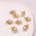wholesale S925 silver gold-plated accessories with natural pearl pendant, earrings, bracelet, necklace, and DIY semi-finished jewelry-0-3