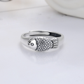 wholesale S925 silver vintage distressed koi ethnic-style creative and versatile trendy open ring-0-1