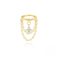 wholesale S925 Sterling Silver Geometric Zircon Accent Tassel Chain Cartilage Ear Cuff-Single gold #3