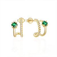 wholesale S925 Silver C-shaped Earrings With Micro-set Zircon, Ins Advanced Sense, Exquisite And Fashionable Personality Ear Piercing Jewelry For Women-Gold 925 silver