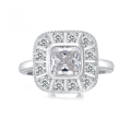 wholesale 925 Silver, 1ct Square 6*6 High-Carbon Diamond Ring, Live Broadcast Same Style, Simulated Diamond Ring with a Premium Feel-0-0