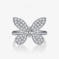 wholesale S925 Sterling Silver Jewelry Marquise 3*6 Butterfly Series Ring, Can Be Paired with Three-Piece Luxury Full Diamond Ring Set-White【R-1238】>6