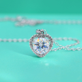 wholesale S925 Sterling Silver Moissanite Heart-Shaped Necklace for Women, Micro-Set, Light Luxury, Simple, Fashionable, Cute, and Trendy-0-2