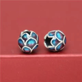 wholesale S925 Sterling Silver Thai Silver Enamel Fired Blue Lotus Bead Cloisonné Enamel Spacer Beads DIY Cinnabar Bracelet Accessories-0-6