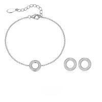 wholesale 925 Sterling Silver Geometric Circle Ins Minimalist Luxury High-end Round Stone Inlay Bracelet Stacking-Earrings - Rimless 925 Silver