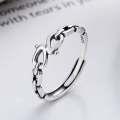 wholesale S925 Sterling Silver Retro Individual Chain Link Connected Ring Creative Fashion Minimalist Style Open Adjustable Ring-0-0