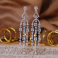 wholesale 925 Silver Gold-Plated New TikTok Live Hot Sale Natural Topaz Sky Blue Earrings with Tassels for Women-0-1