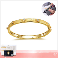 wholesale S925 silver plated with 18k gold Italian vintage Buccellati-style filigree bracelet with 23mm round moissanite for women-Gold One size (size 16-17) 0.45ct