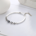 wholesale S925 Sterling Silver Ins Korean Japanese Minimalist Style Square Bead Rotating Tube Chain Link Bracelet-0-1