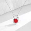 wholesale S925 Sterling Silver Rhinestone "Always with You" Cartoon Pendant Necklace, Fashionable Light Luxury Niche Design Cute Style Collarbone Chain-0-0