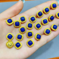 wholesale S925 silver gold-plated natural lapis lazuli accessories, gourd spacer beads bracelet DIY semi-finished products-0-5