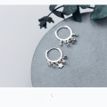 wholesale S925 Sterling Silver Japanese-style Minimalist Five-Point Star Tassel Short Hoop Earrings Elegant Earrings E9506-0-2