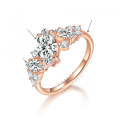 wholesale 18k rose gold plated silver asymmetrical 1-carat moissanite ring, a cross-border hot seller in European and American fashion-0-5