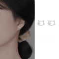 wholesale  925 Pure Silver Cat Stud Earrings For Healing Ears, Minimalist Sleep-friendly Silver Jewelry Factory Dropshipping-0-4