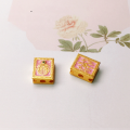 wholesale S925 silver gold-plated Morandi-colored five-strand oil-drip enamel square bead accessories for DIY bracelet and necklace-0-2